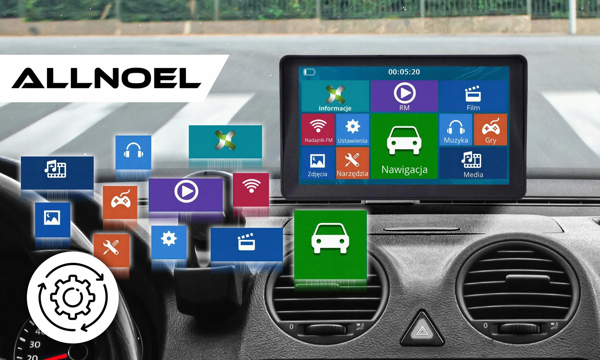 GPS navigacija sunkvežimiams / automobiliams 9" su įrašytais žemėlapiais ( Europai )