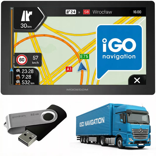 GPS navigacija sunkvežimiams su iGO Primo, TIR BUS, greičio matuokliai 2026