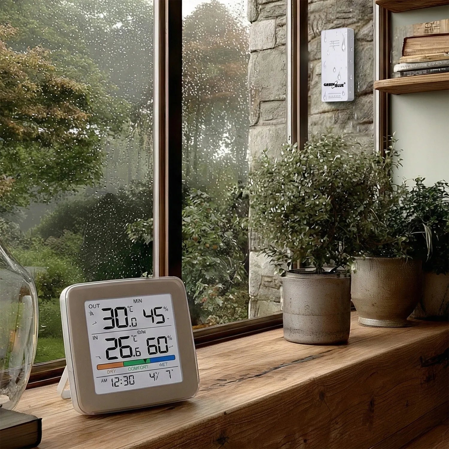 GreenBlue GB169 belaidė meteorologinė stotelė su ekranu, drėgmės ir temperatūros jutikliu