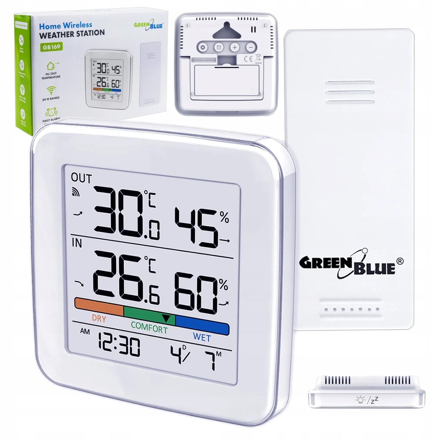 GreenBlue GB169 belaidė meteorologinė stotelė su ekranu, drėgmės ir temperatūros jutikliu