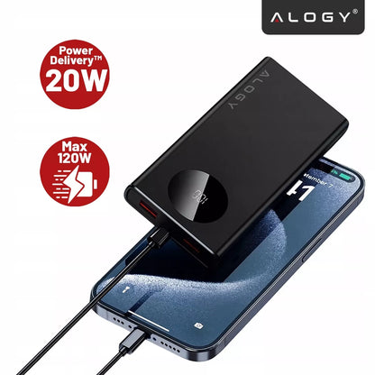 Greitas 10000 mAh 120W QC PD USB C powerbankas galingas kelioninis įkroviklis