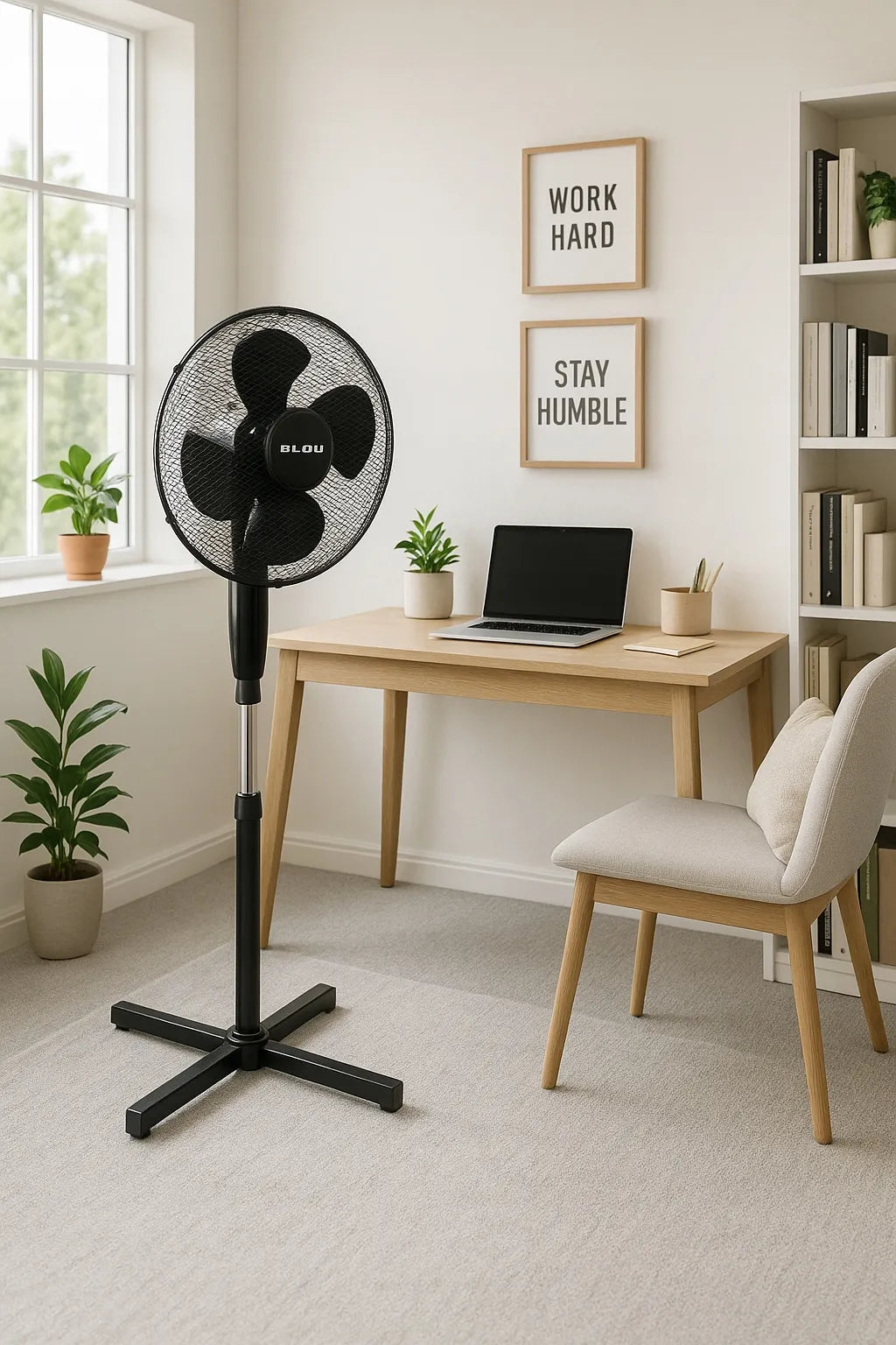 Grindinis ventiliatorius BLOW su reguliavimo funkcija, osciliacija ir tyliu veikimu, 55W, 40cm