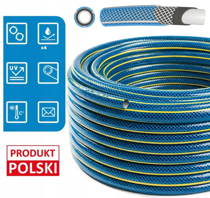 Guminė sodo žarna 1/2" 30m, 4 sluoksnių, armuota, pagaminta Lenkijoje