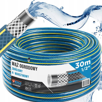 Guminė sodo žarna 1/2" 30m, 4 sluoksnių, armuota, pagaminta Lenkijoje