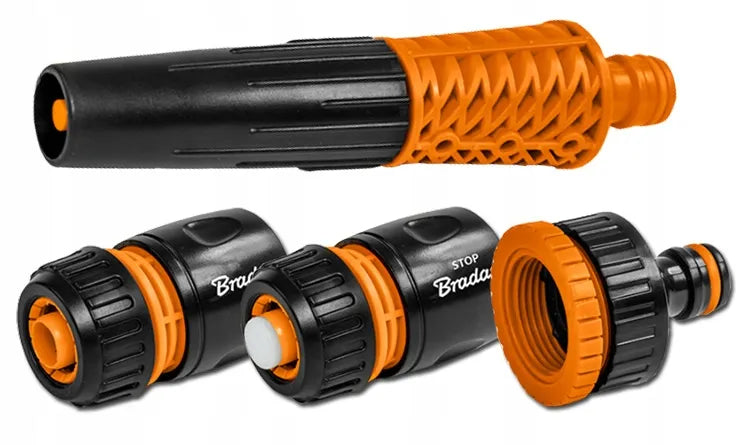 Guminė sodo žarna 1/2" 30m, 4 sluoksnių + purkštuvas ir jungtys, BRADAS rinkinys