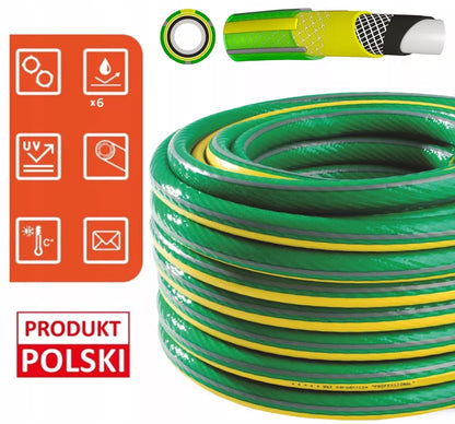 Guminė sodo žarna 1/2" 30m, 6 sluoksnių, purkštuvas, vežimėlis, BRADAS rinkinys, 36 bar