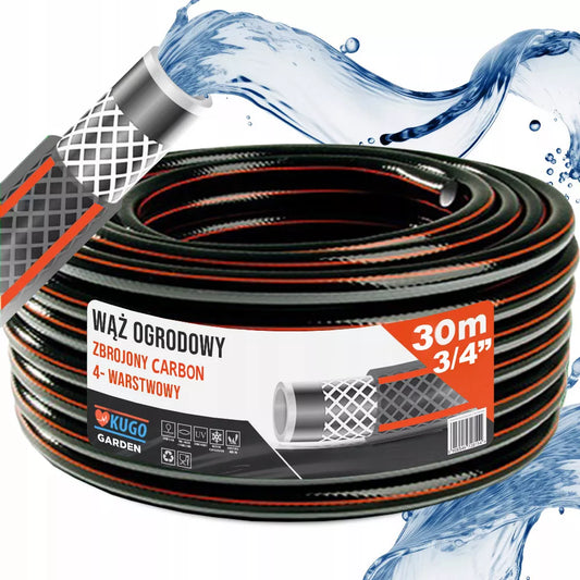 Guminė sodo žarna 3/4" 30m, 4 sluoksnių, CARBON sustiprinta, lenkiška gamyba