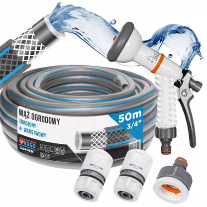 Guminė sodo žarna 3/4" 50 m 4 sluoksnių + pistoletas ir jungtys BRADAS rinkinys
