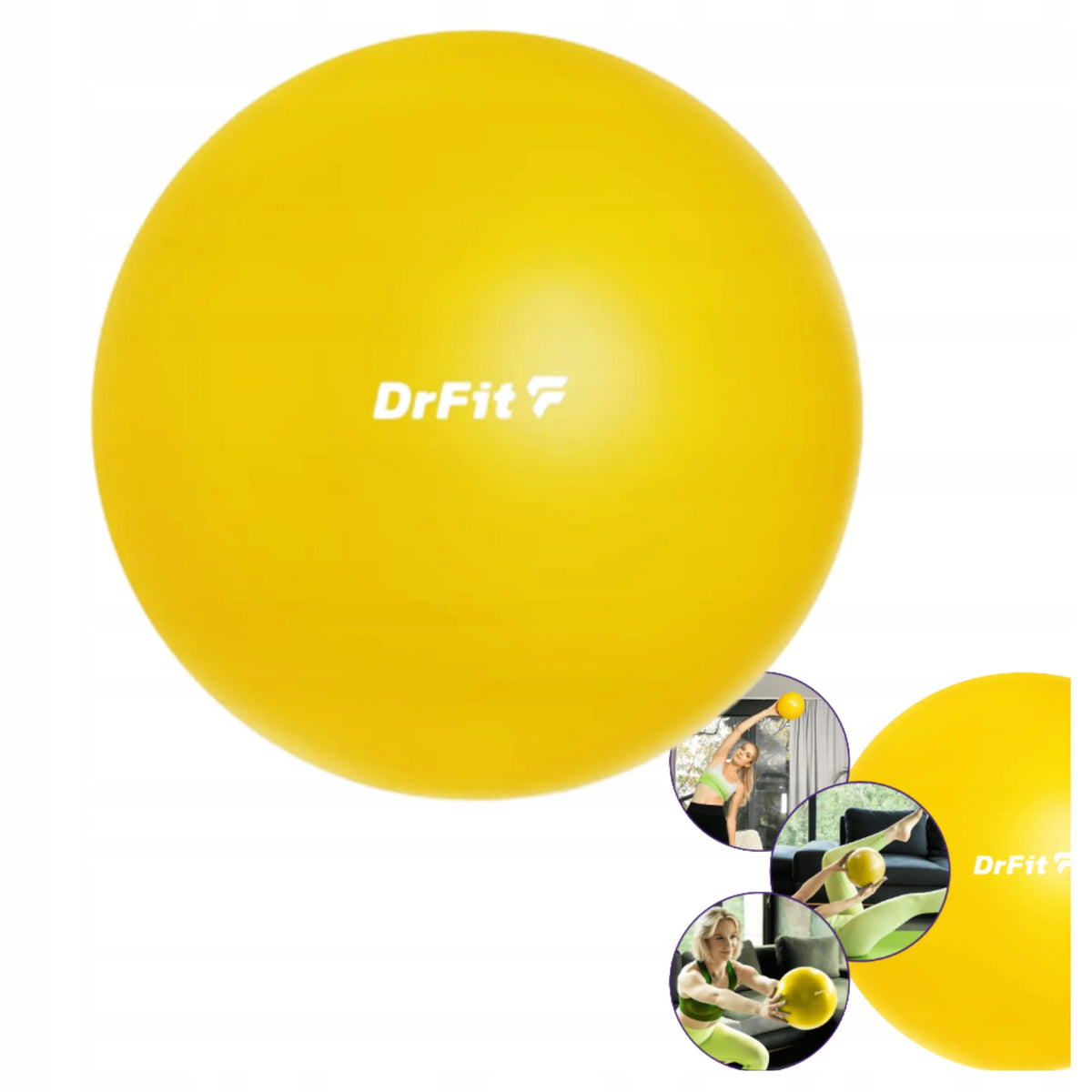 Guminis gimnastikos kamuoliukas pilatesui, jogai ir reabilitacijai, 20 cm, geltonas DrFit
