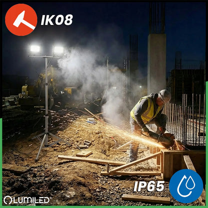 HALOGENŲ RINKINYS LED prožektorius LEMPA su stovu 2x 50W darbo statybinis galingas