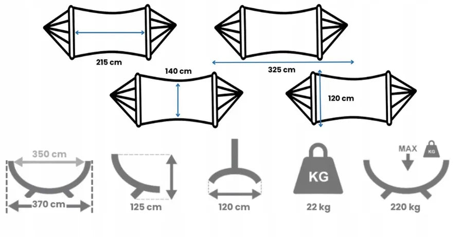 Hamakas + plieninis stovas iki 220 kg POTENZA