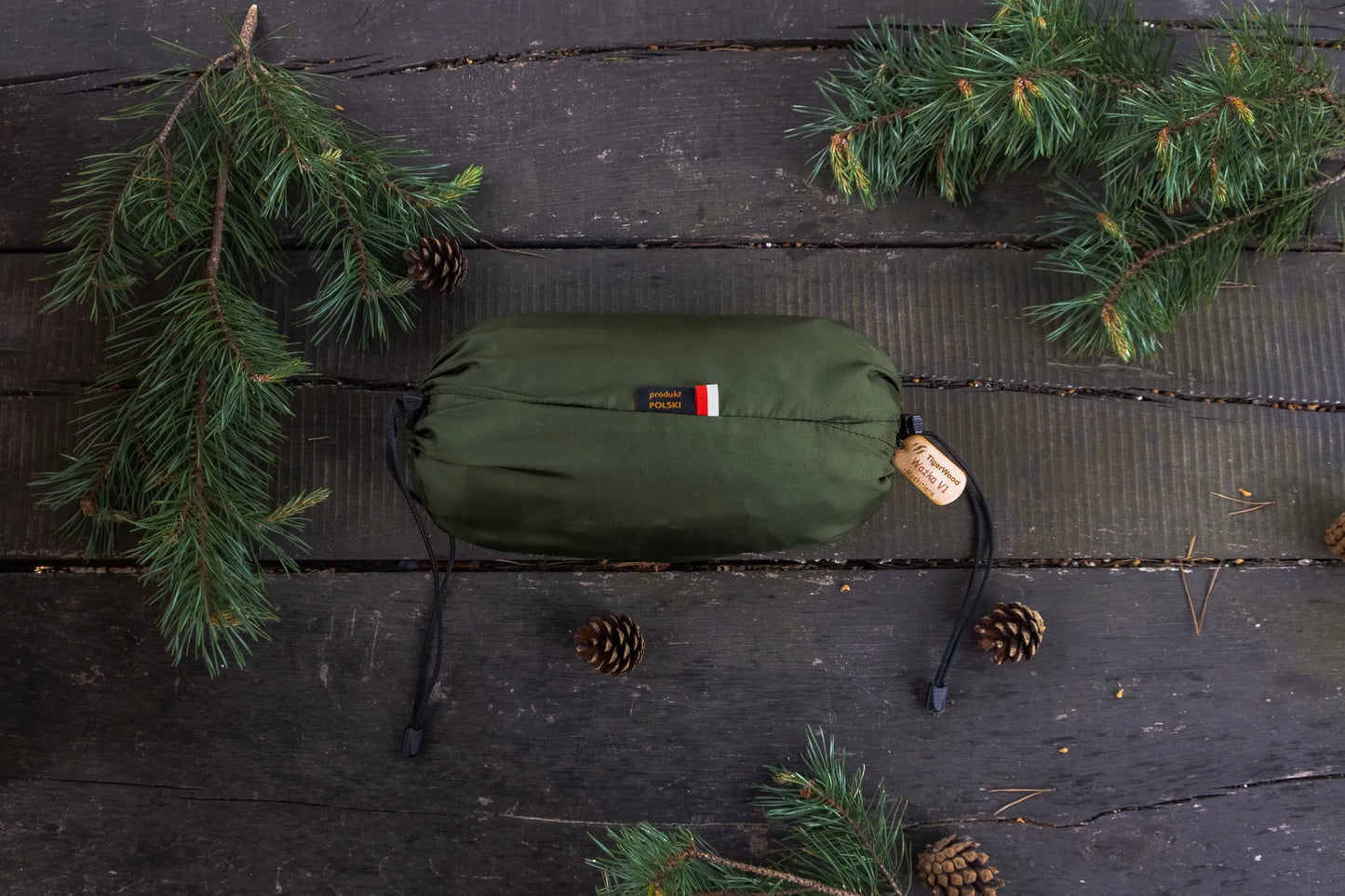 Hamakas Ważka V1 Single Zip su tinkleliu nuo uodų Khaki Tigerwood