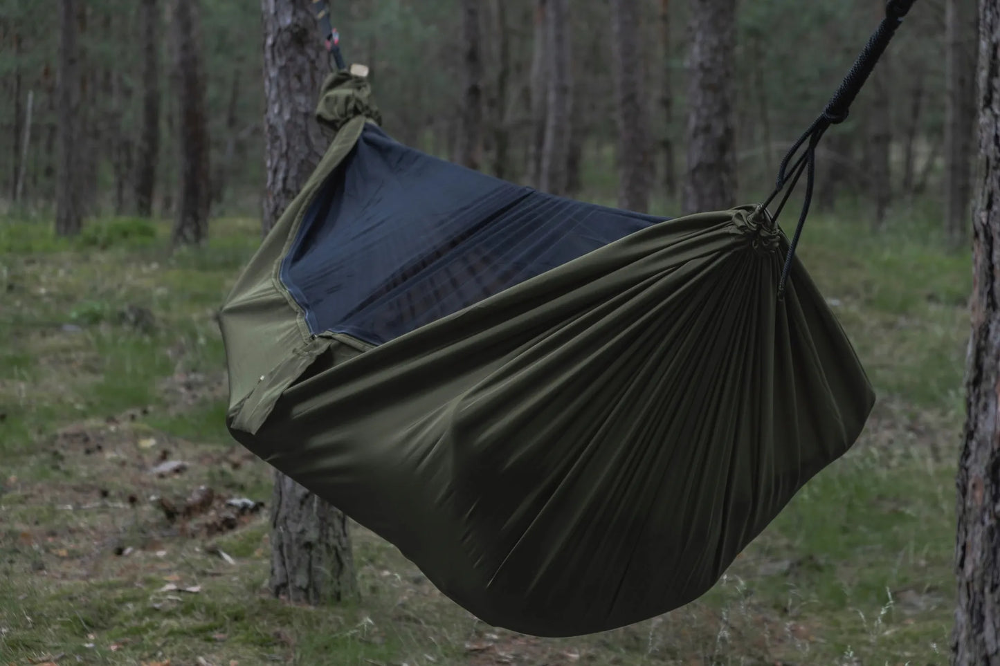 Hamakas Ważka V1 Single Zip su tinkleliu nuo uodų Khaki Tigerwood