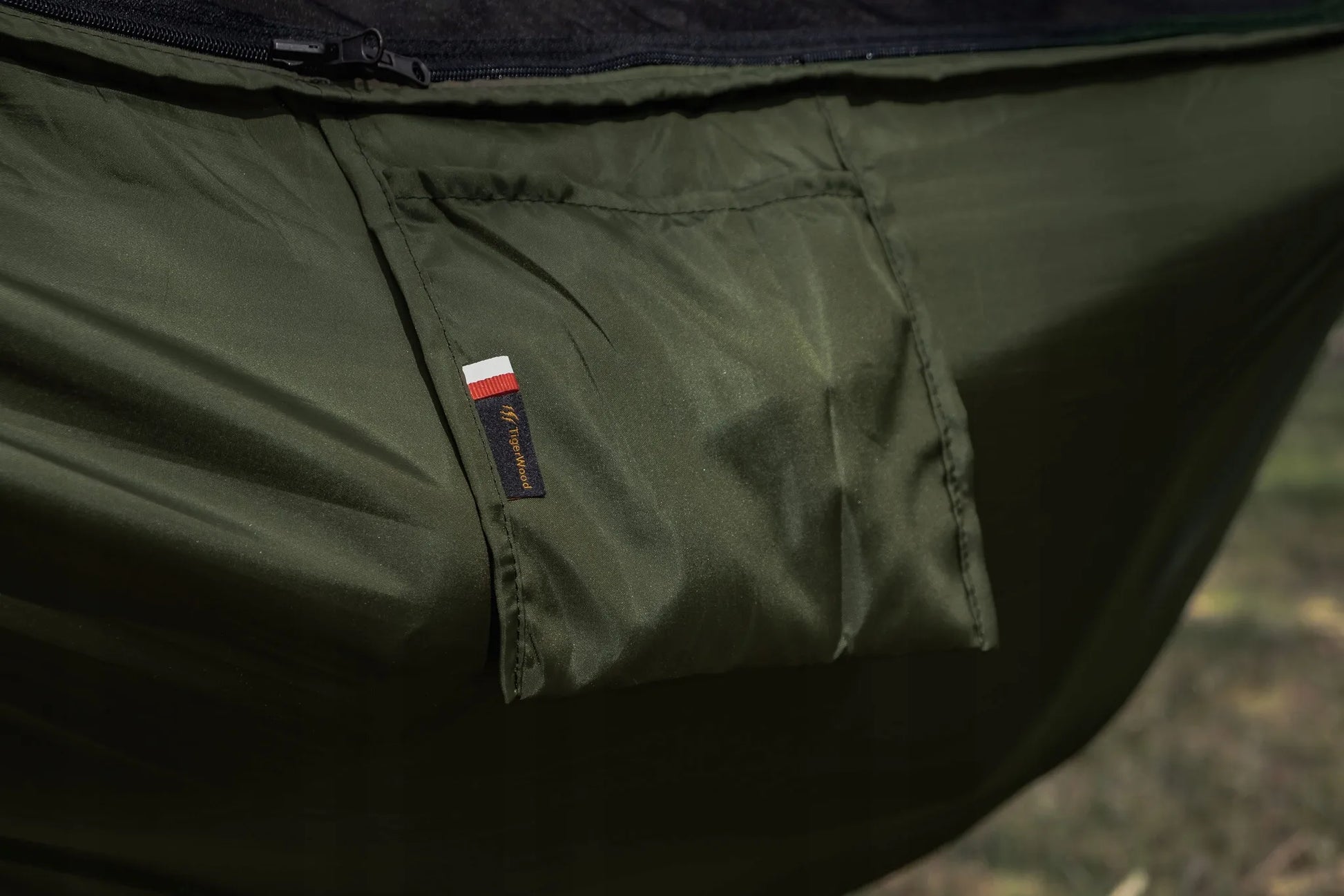 Hamakas Ważka V1 Single Zip su tinkleliu nuo uodų Khaki Tigerwood