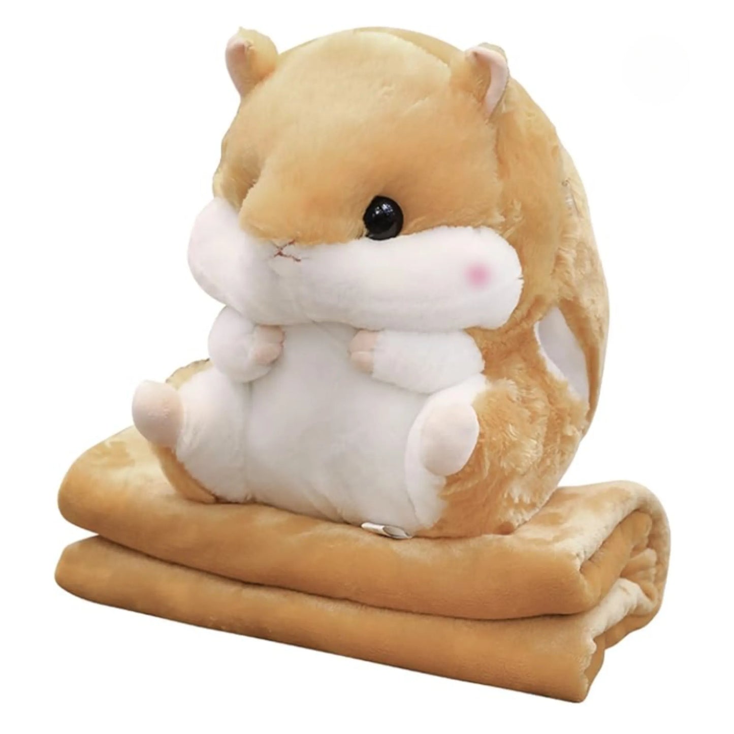Hamsterio formos pagalvė su pledu 3-in-1, ilgas 180 cm pledas, pliušinis žaislas, maskotė