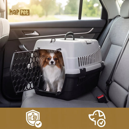 „Happet Abba S“ transportavimo narvas šuniui ar katei, 50 × 33 × 33 cm, pilkas, automobiliui