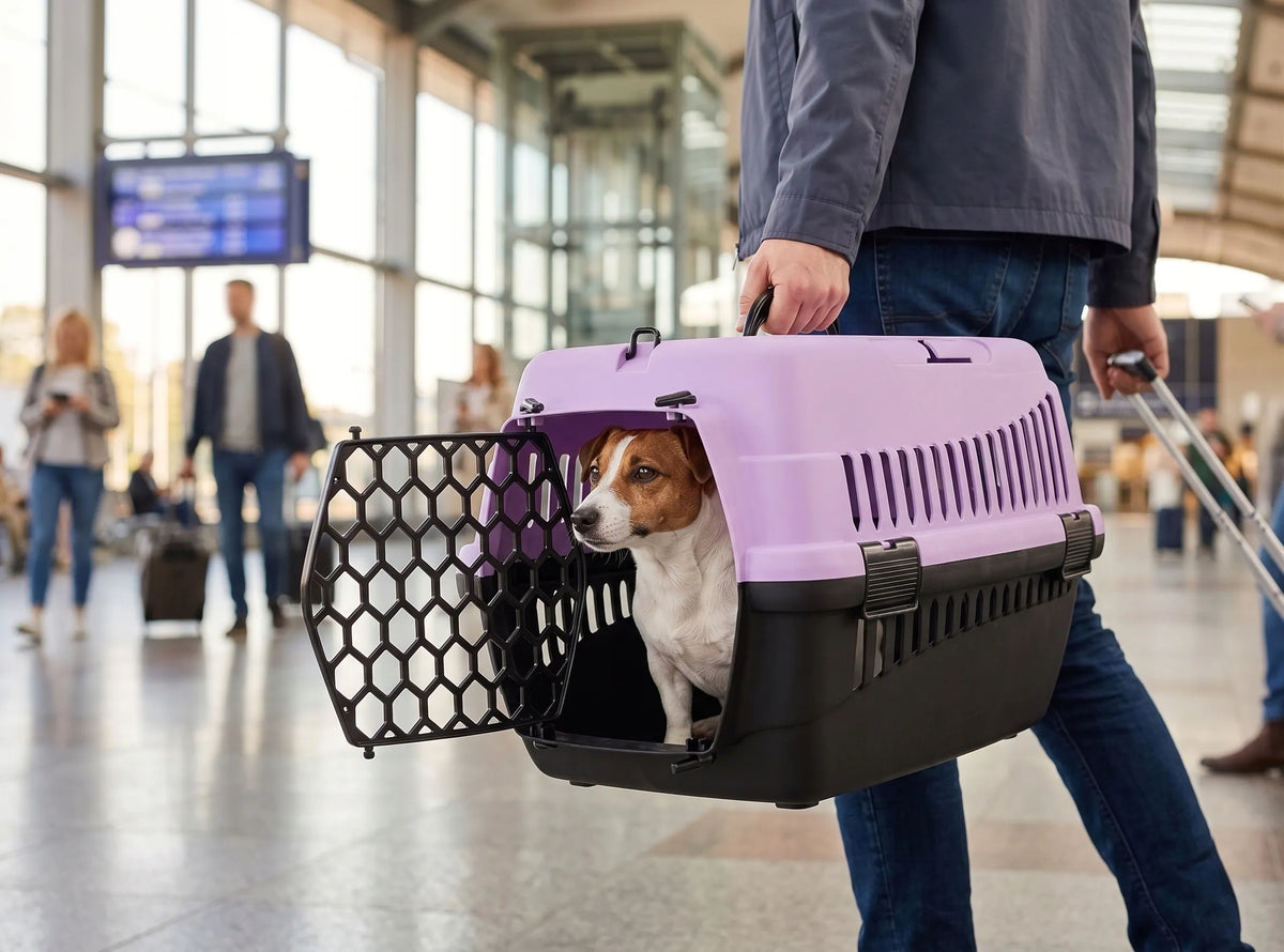 Happet Abba S violetinis transporteris šunims ir katėms, 33 × 50 × 33 cm, automobiliui