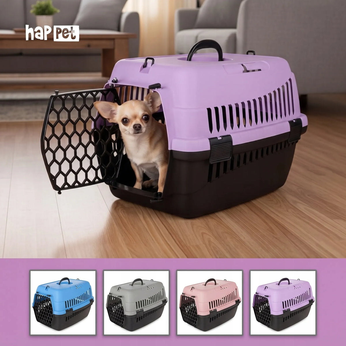 Happet Abba S violetinis transporteris šunims ir katėms, 33 × 50 × 33 cm, automobiliui