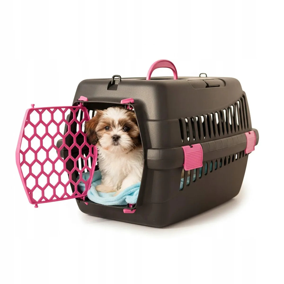 Happet TEDDY S transporteris katei, šuniui ar triušiui, automobiliui, 50 × 33 × 33 cm, fuksijos spalvos