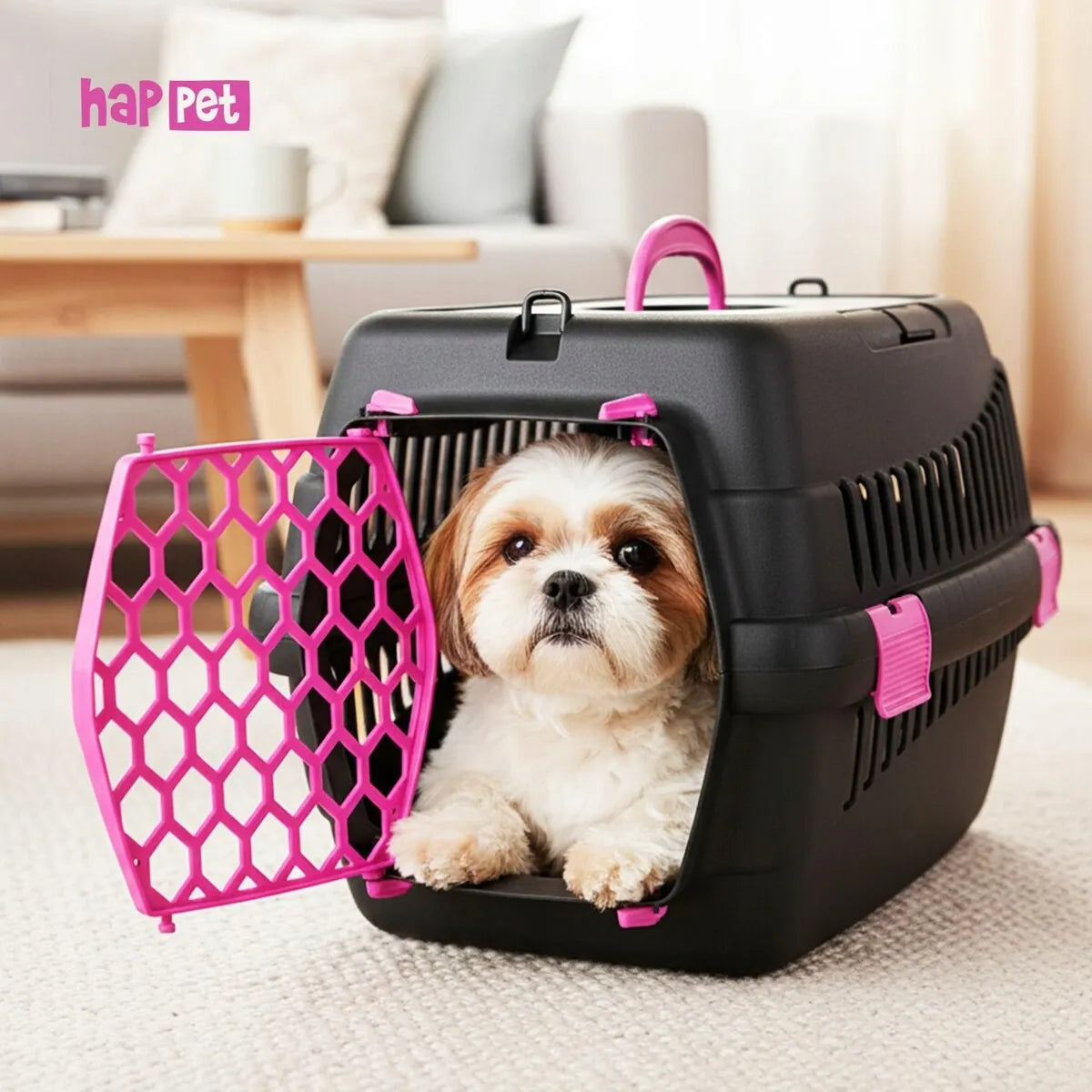Happet TEDDY S transporteris katei, šuniui ar triušiui, automobiliui, 50 × 33 × 33 cm, fuksijos spalvos