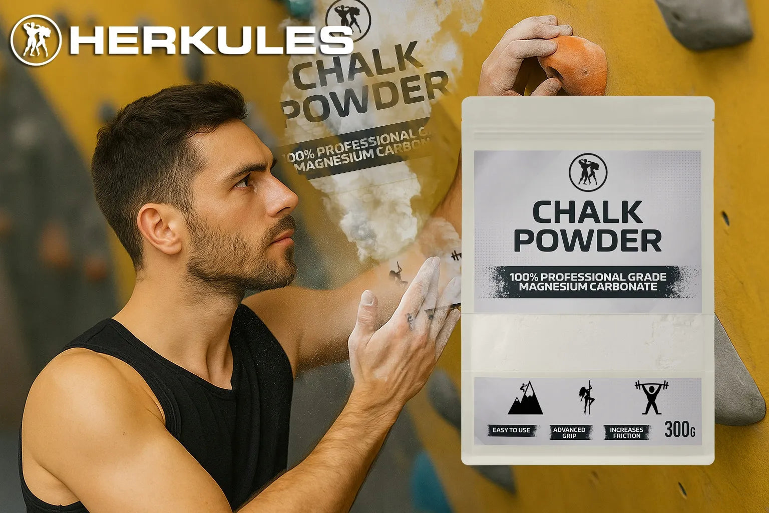 HERKULES magnezja milteliais 300g stipriam sukibimui sporto salėje ir treniruotėms