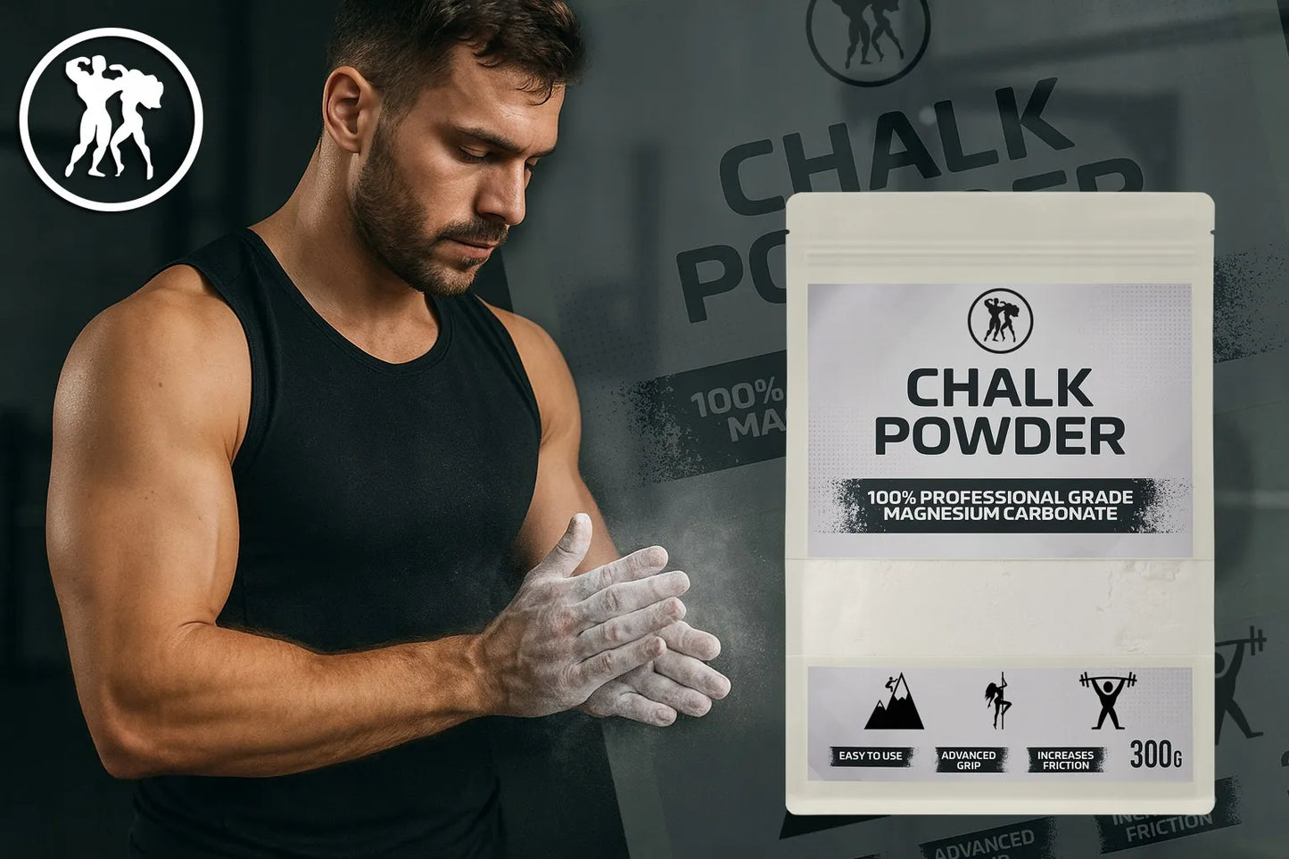 HERKULES magnezja milteliais 300g stipriam sukibimui sporto salėje ir treniruotėms