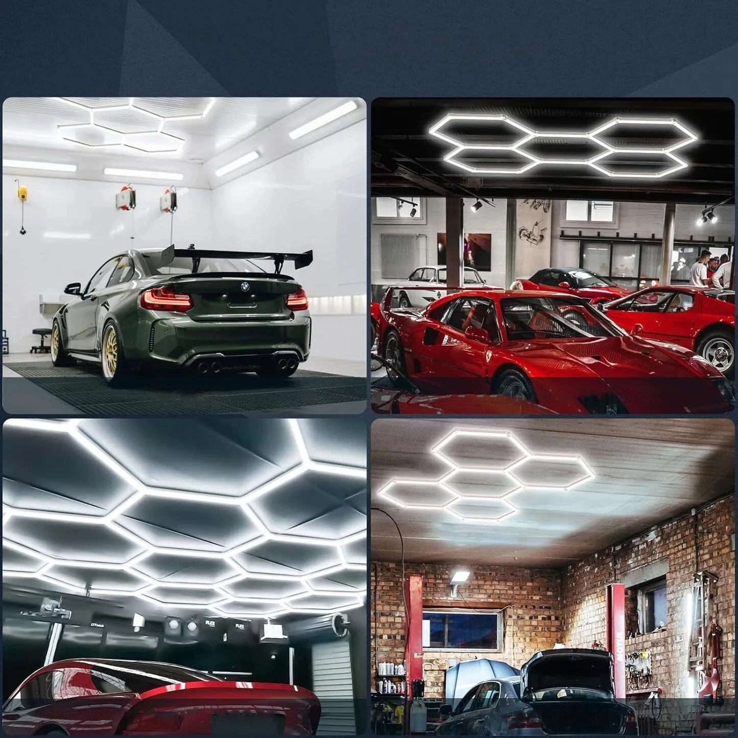 Hexagon LED lubinis šviestuvas – garažo ir dirbtuvių apšvietimo skydelis, 6500 K