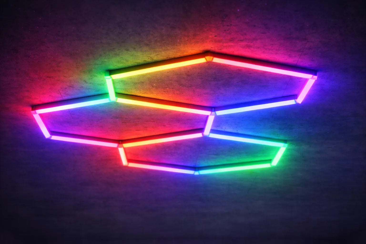 HEXAGON LED RGB šviestuvas, garažo, dirbtuvių ir namų apšvietimas 64W, korinis dizainas