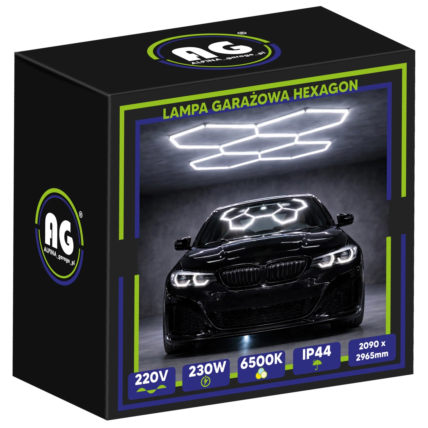HEXAGON LED šviestuvas apšvietimui garažui, dirbtuvėms ir namams 6500K 230W 25300LM