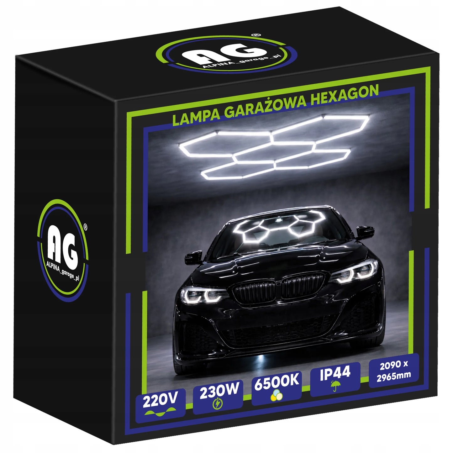 HEXAGON LED šviestuvas apšvietimui garažui, dirbtuvėms ir namams 6500K 230W 25300LM