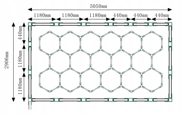 HEXAGON LED šviestuvas garažui, dirbtuvėms ir namams 6500K 450W 2438X4114mm