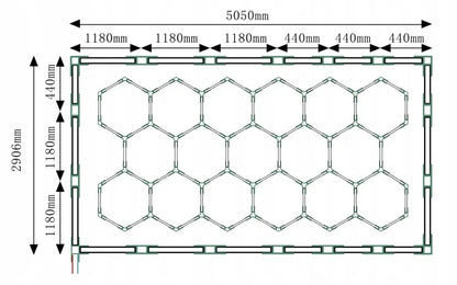 HEXAGON LED šviestuvas garažui, dirbtuvėms ir namams 6500K 450W 2438X4114mm