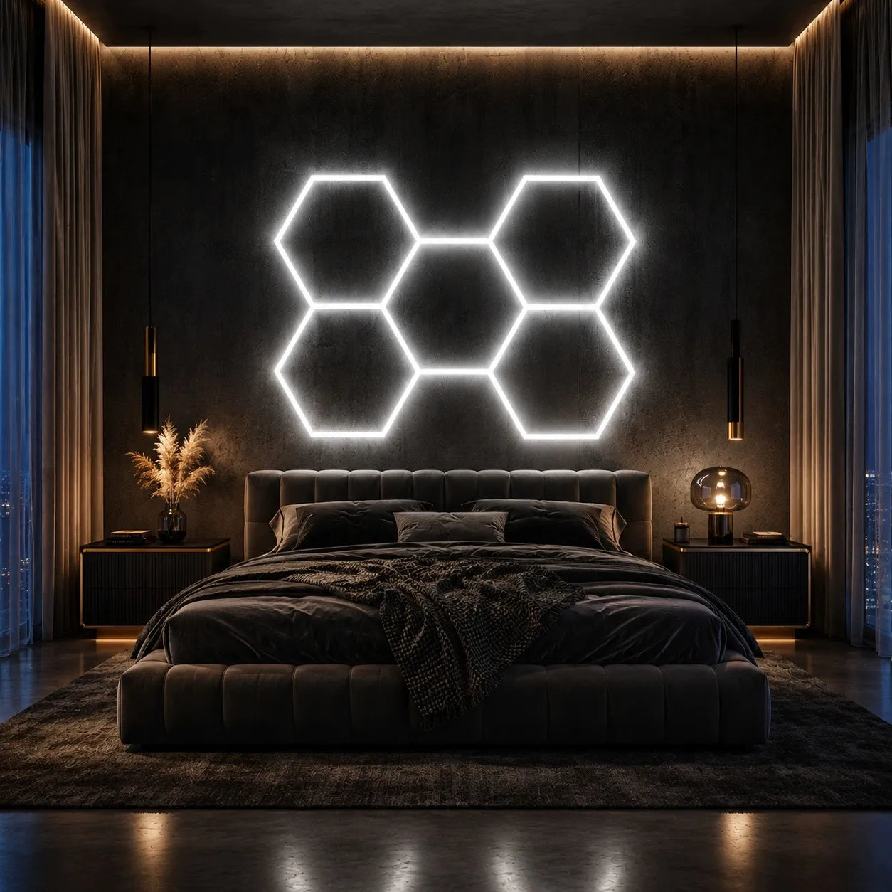 Hexagon plafonas 192W 166x243 cm – modernus lubinis šviestuvas