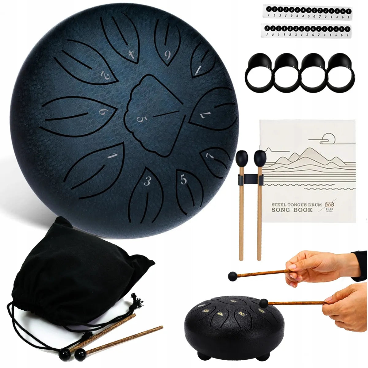 HLURU TWG11-6-CHARCOAL TONGUE DRUM 6" JUODAS PLIENINIS BŪGNAS
