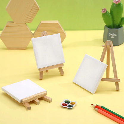 „Hobby&home“ medinių mini molbertų su drobėmis rinkinys, 10 vnt.