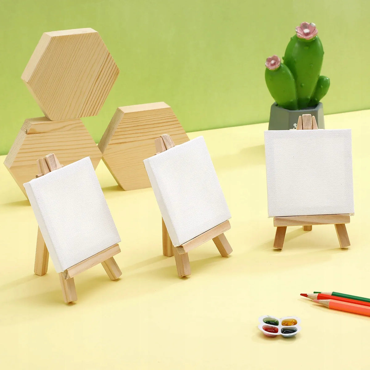 „Hobby&home“ medinių mini molbertų su drobėmis rinkinys, 10 vnt.