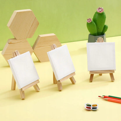 „Hobby&home“ medinių mini molbertų su drobėmis rinkinys, 10 vnt.