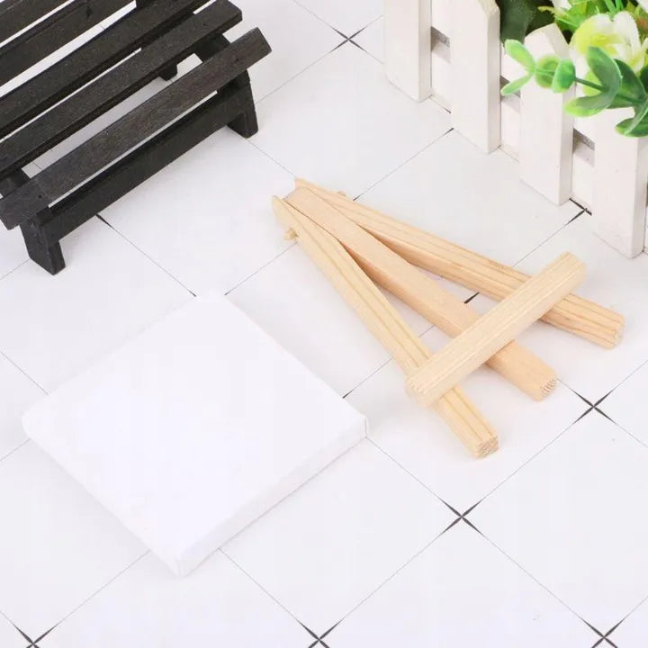 „Hobby&home“ medinių mini molbertų su drobėmis rinkinys, 10 vnt.