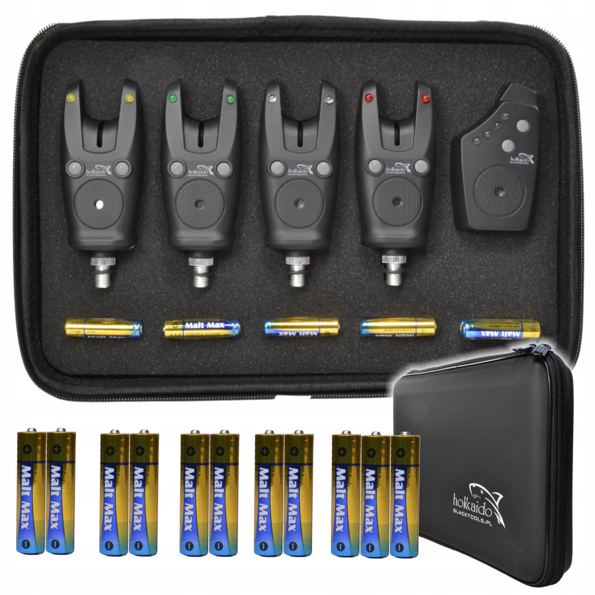 Hokkaido W12051 elektroninių kibimo signalizatorių rinkinys 4+1, gumuotas