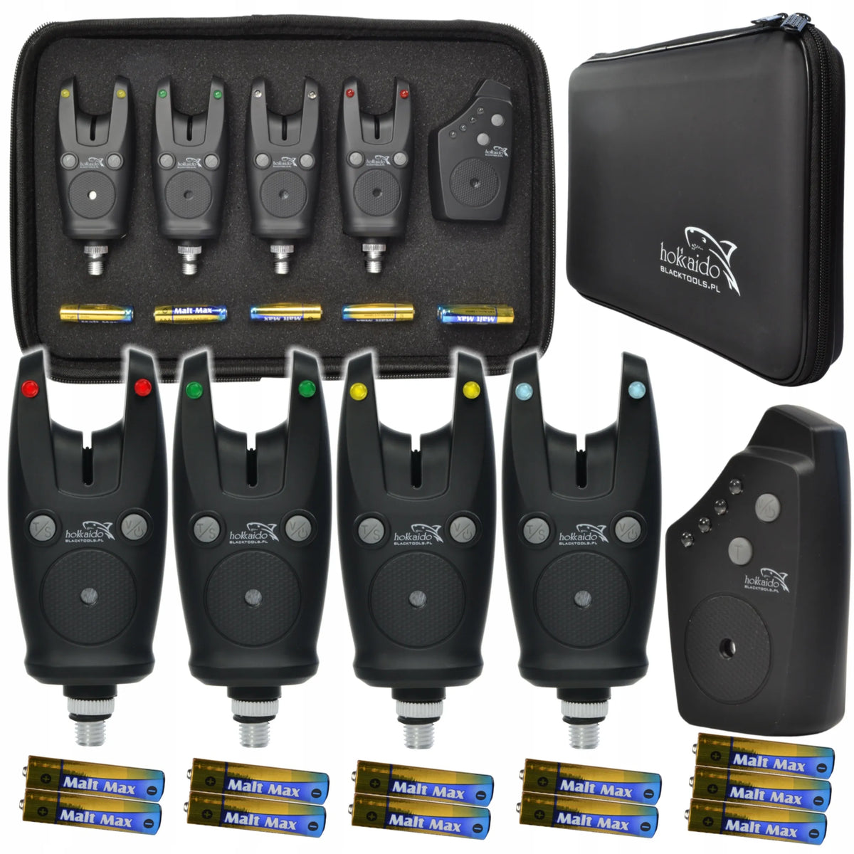 Hokkaido W12051 elektroninių kibimo signalizatorių rinkinys 4+1, gumuotas