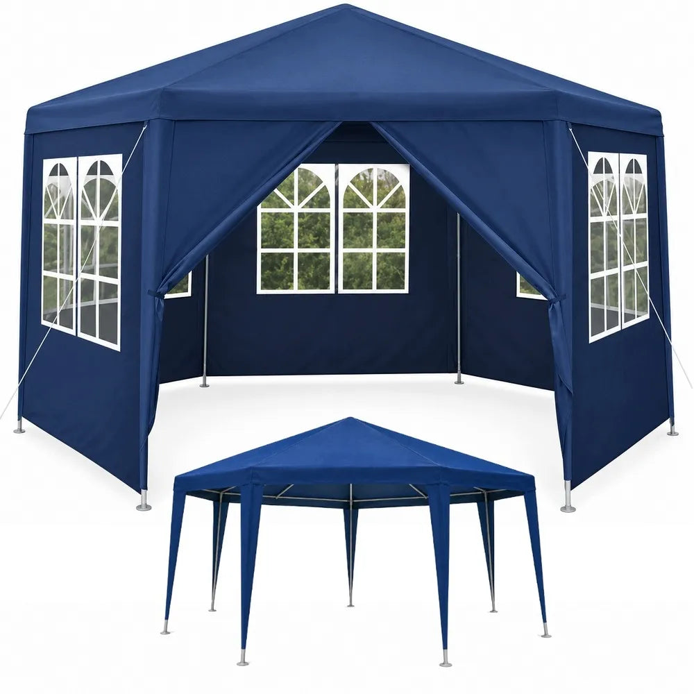 „Holla Garden“ sodo paviljonas 3,9 × 3,9 m, mėlynas, uždaromas, su 6 sienelėmis