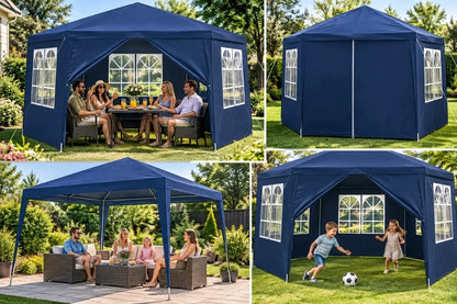 „Holla Garden“ sodo paviljonas 3,9 × 3,9 m, mėlynas, uždaromas, su 6 sienelėmis