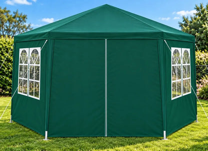 „Holla Garden“ žalias sodo paviljonas-palapinė 4 × 4 m, šešiakampis, su 6 sienelėmis