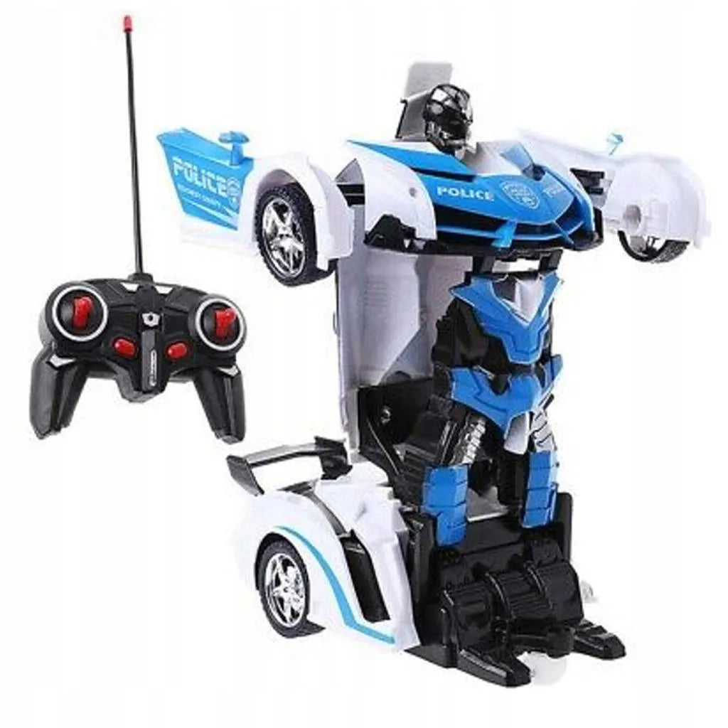 „HollaKids“ nuotoliniu būdu valdomas policijos automobilis-robotas 2 viename, transformuojamas, su nuotolinio valdymo pultu