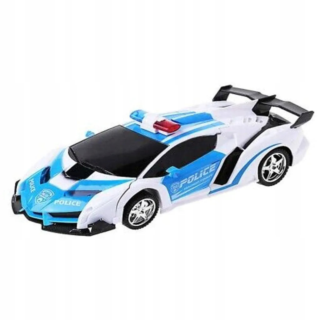 „HollaKids“ nuotoliniu būdu valdomas policijos automobilis-robotas 2 viename, transformuojamas, su nuotolinio valdymo pultu