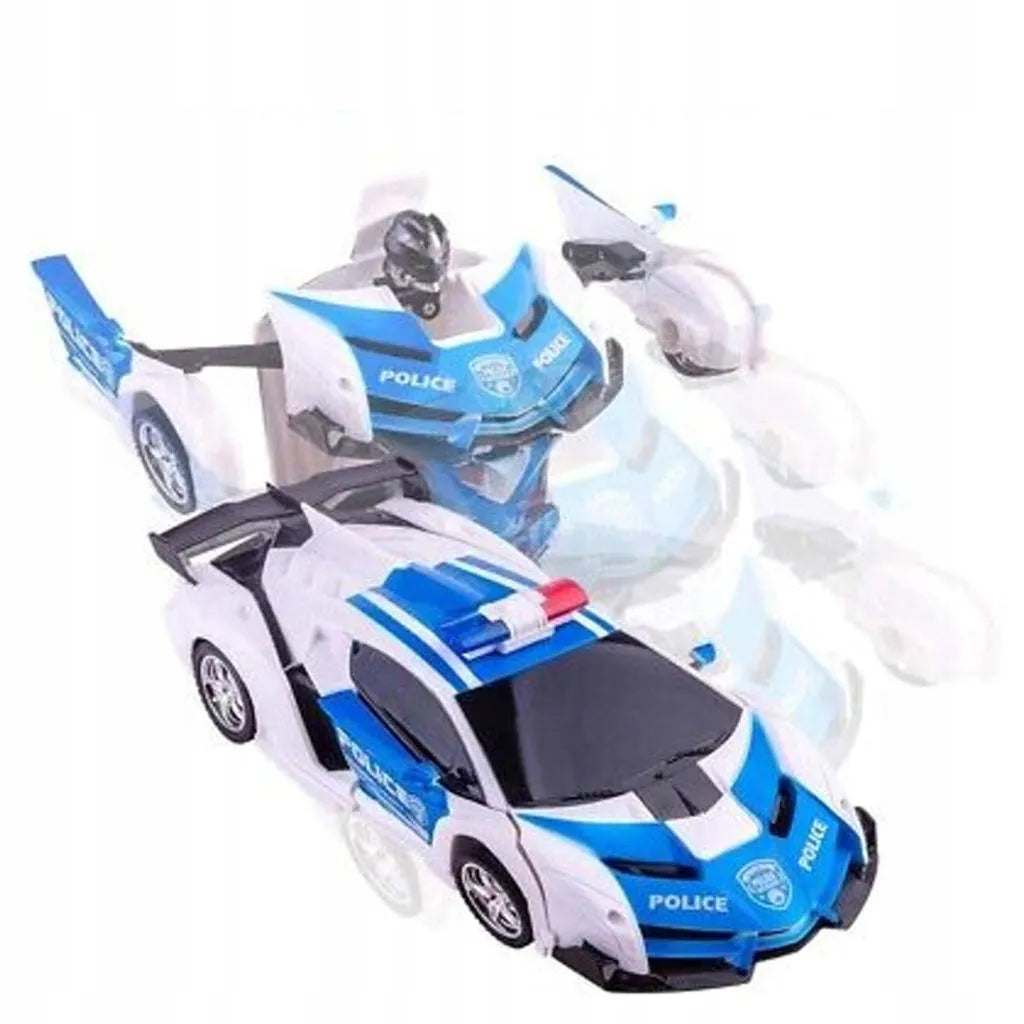 „HollaKids“ nuotoliniu būdu valdomas policijos automobilis-robotas 2 viename, transformuojamas, su nuotolinio valdymo pultu