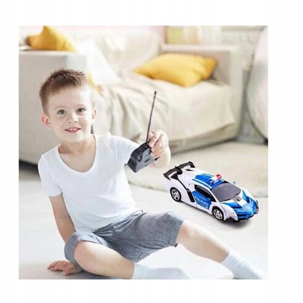 „HollaKids“ nuotoliniu būdu valdomas policijos automobilis-robotas 2 viename, transformuojamas, su nuotolinio valdymo pultu