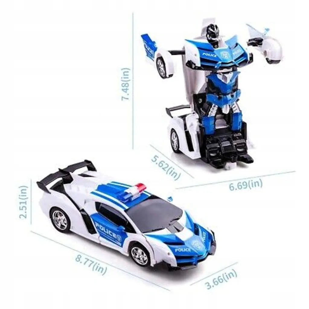„HollaKids“ nuotoliniu būdu valdomas policijos automobilis-robotas 2 viename, transformuojamas, su nuotolinio valdymo pultu