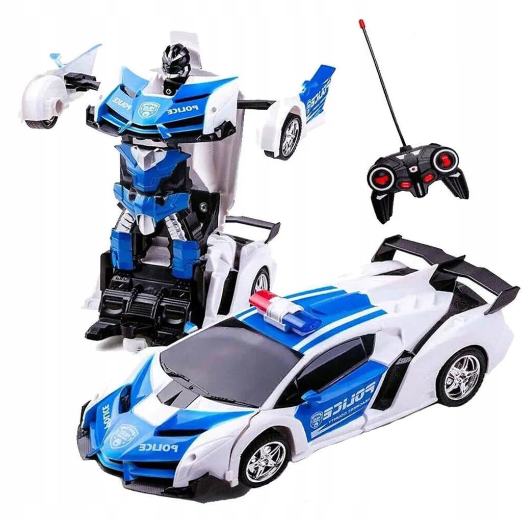 „HollaKids“ nuotoliniu būdu valdomas policijos automobilis-robotas 2 viename, transformuojamas, su nuotolinio valdymo pultu