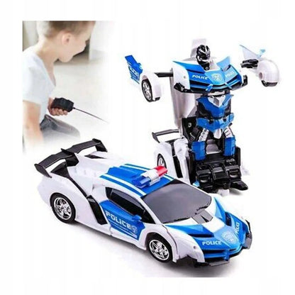 „HollaKids“ nuotoliniu būdu valdomas policijos automobilis-robotas 2 viename, transformuojamas, su nuotolinio valdymo pultu